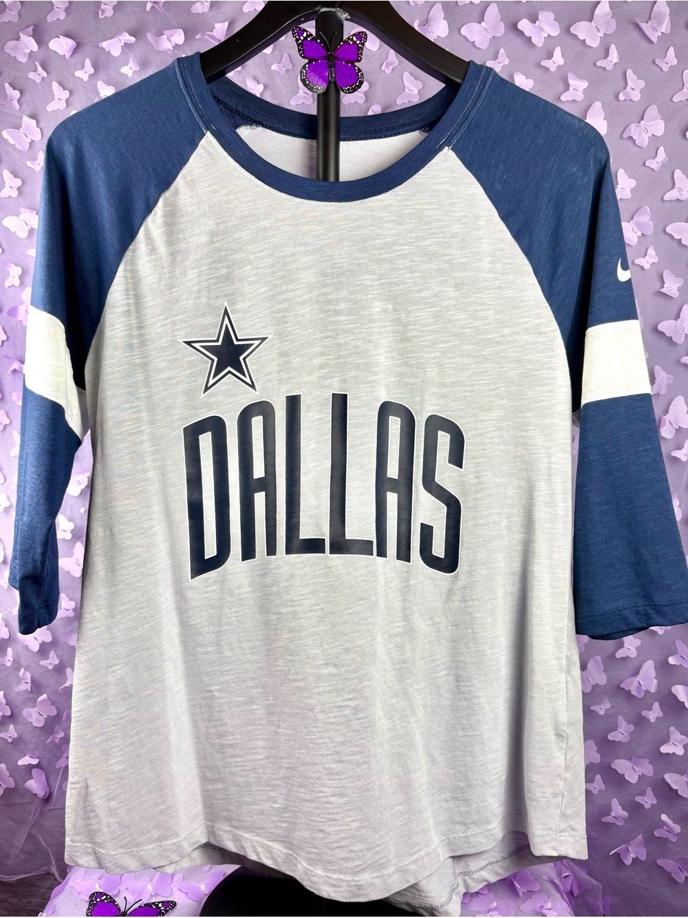 Women’s Dallas Cowboys 3/4 Sleeve Tee with Star Logo.